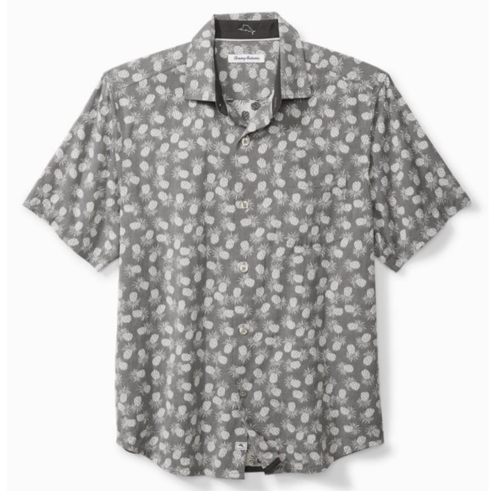 TOMMY BAHAMA Positano Gray Pineapple Print Shirt